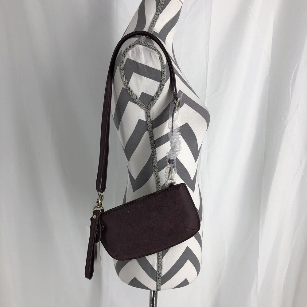 NEW Joy Susan Mini Crossbody Wristlet Clutch Aubergine